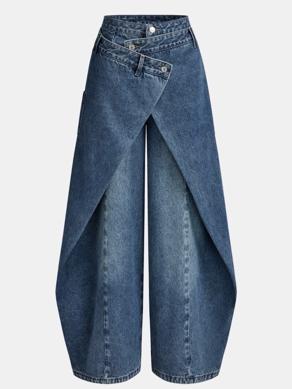 Cross Front Wide Leg Jeans